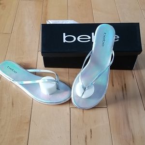 Iridescent Bebe Flip Flops - NIB